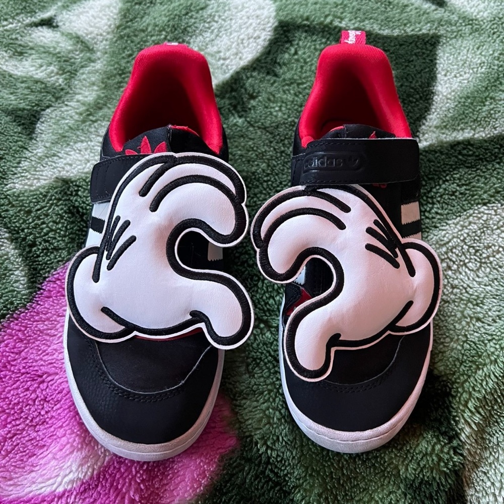 Adidas Kids Black and White mickey shoes